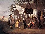 Aelbert Cuyp Canvas Paintings - Grey Horse in a Landscape